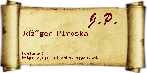 Jéger Piroska névjegykártya
